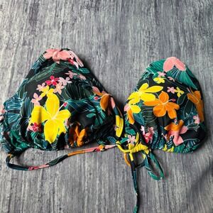 OLD NAVY Women's Plus Bikini Top Sz 3X Floral Adj Strap Tie Back Rmvbl Pads NWOT